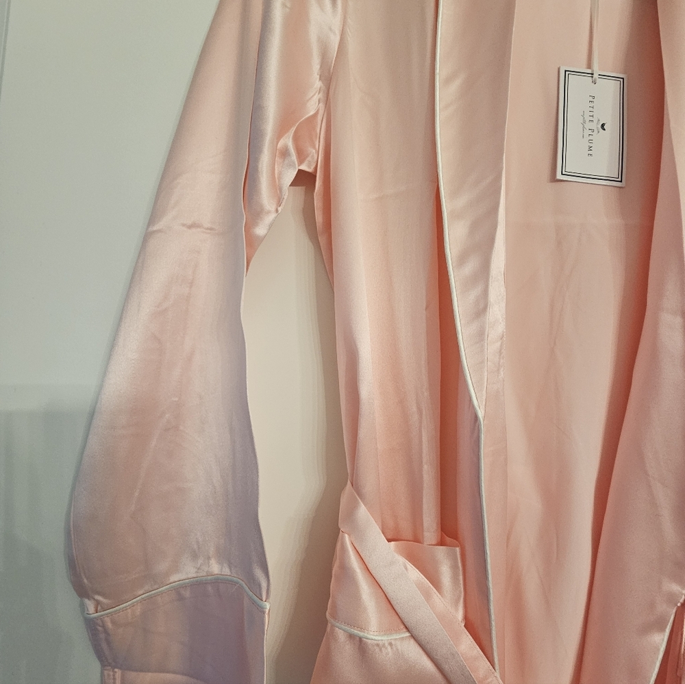 Petite Plume Luxurious Blush Mulberry SILK Satin Robe - Brand New [Pink] - Picture 11 of 12